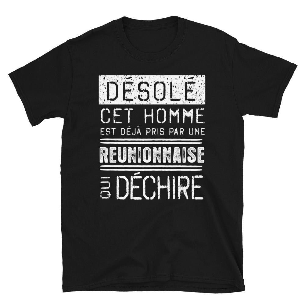 T-shirt Réunion noir - Désolé ce mec est pris par une fille