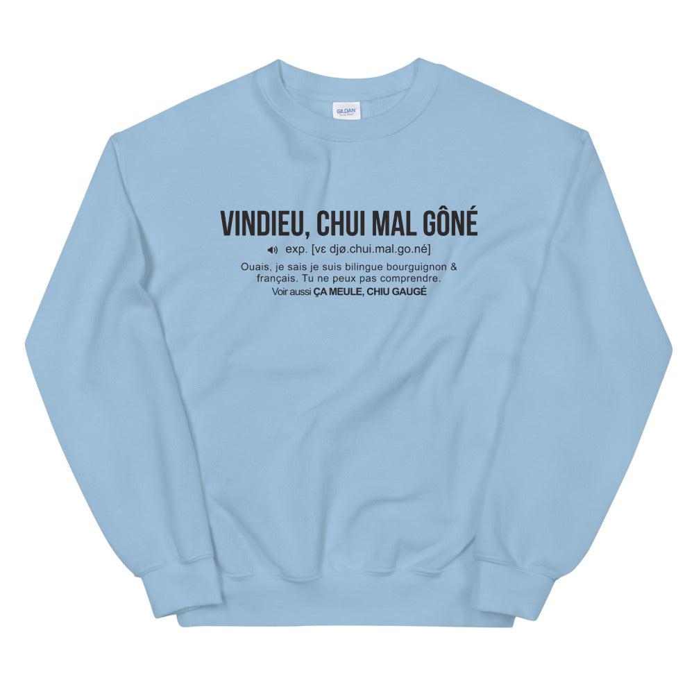 Vindieu, chui mal gôné Bourgogne - Sweatshirt - Ici & Là - T-shirts & Souvenirs de chez toi