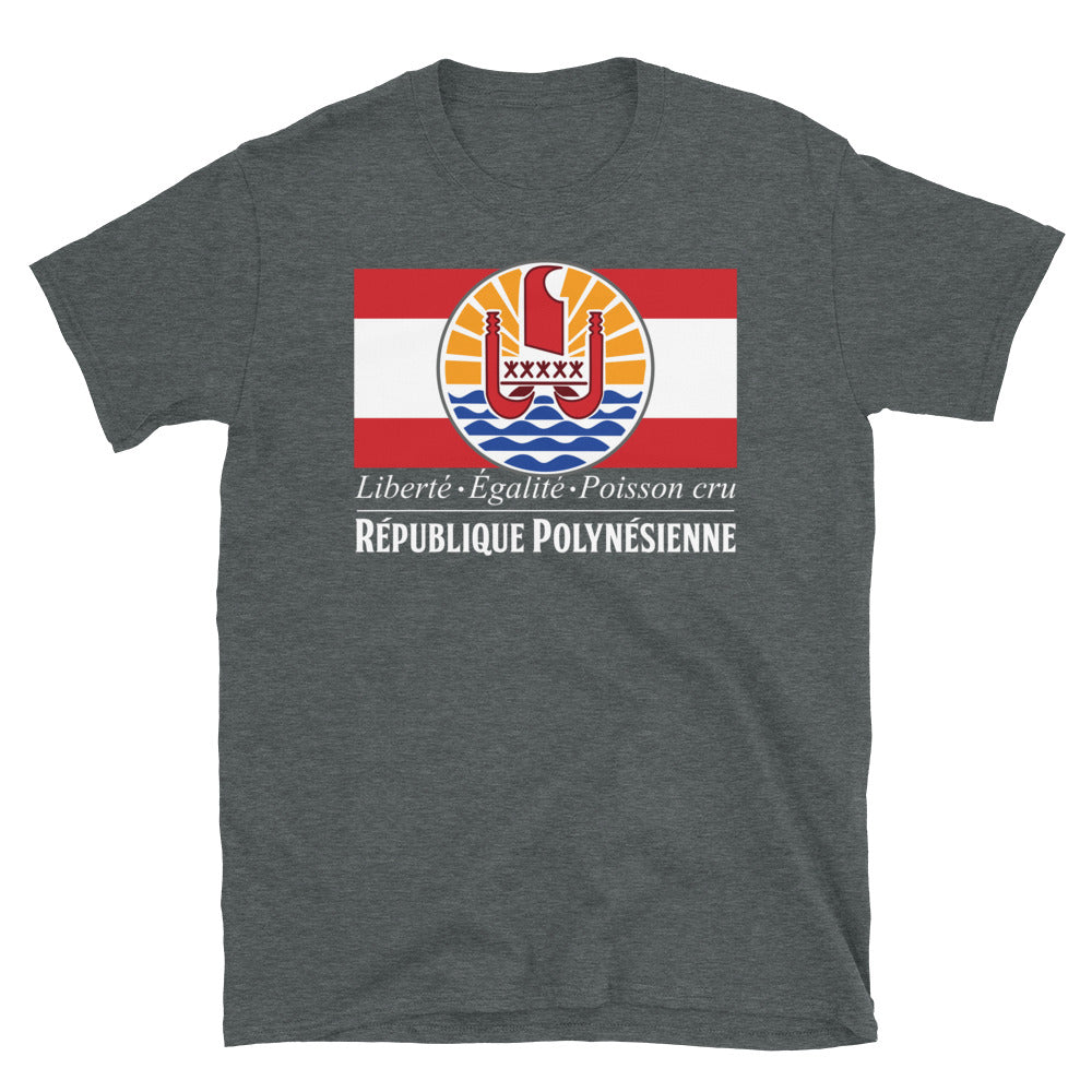 T-shirt République Polynésienne noir - Liberté Égalité Poisson cru