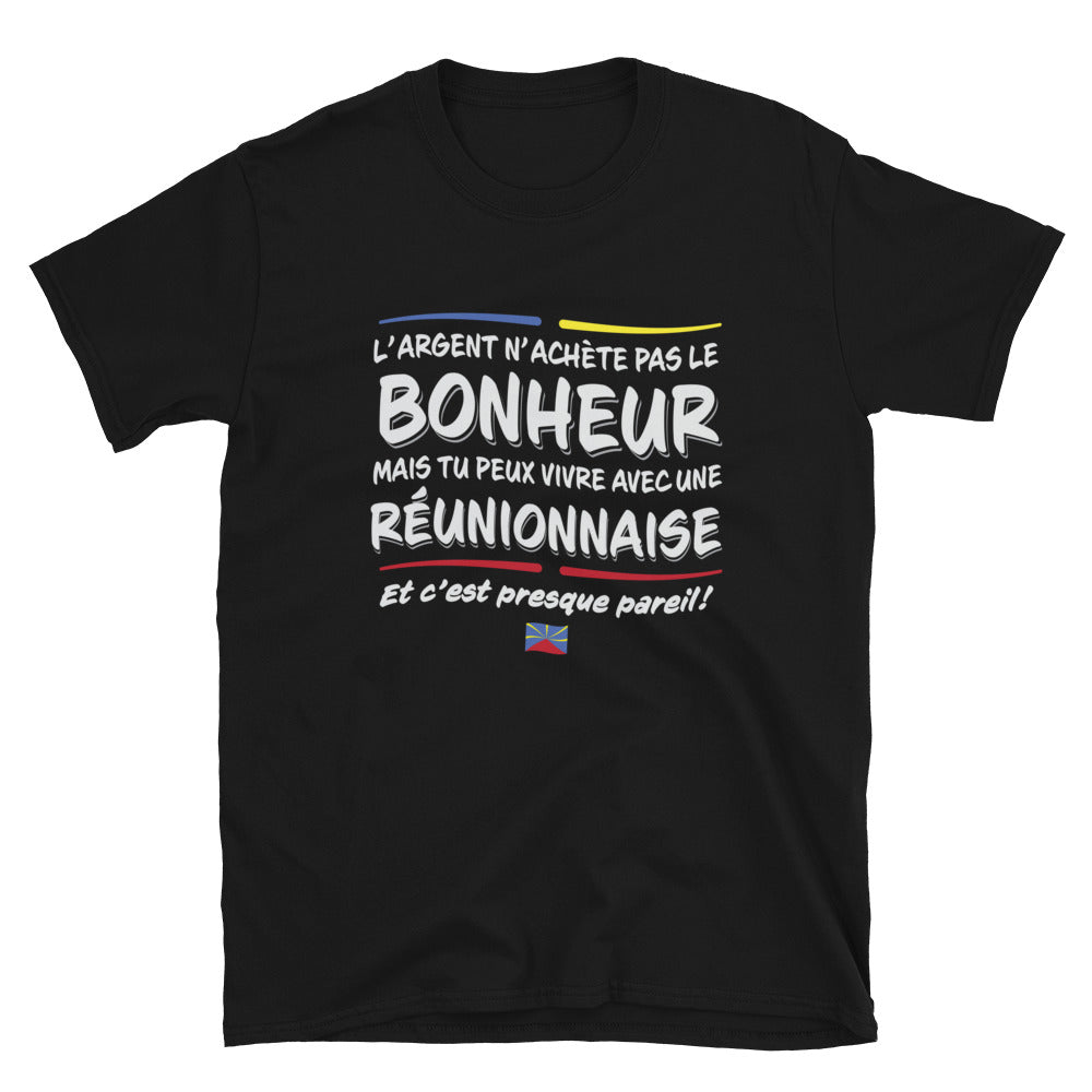T-shirt Réunionnais gris sport - L'argent n'achète pas le bonheur dos
