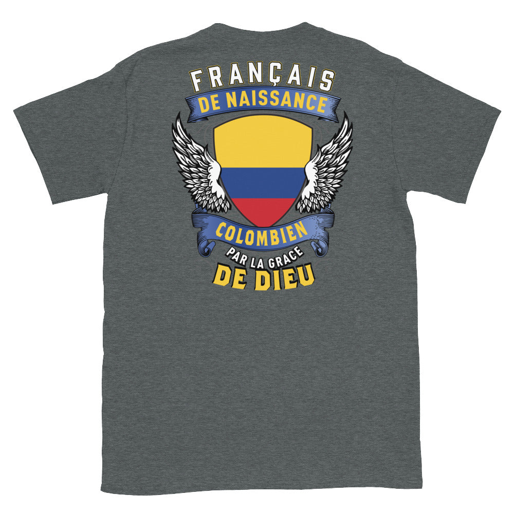 T-shirt Colombien bleu marine face - Fierté et humour en coton