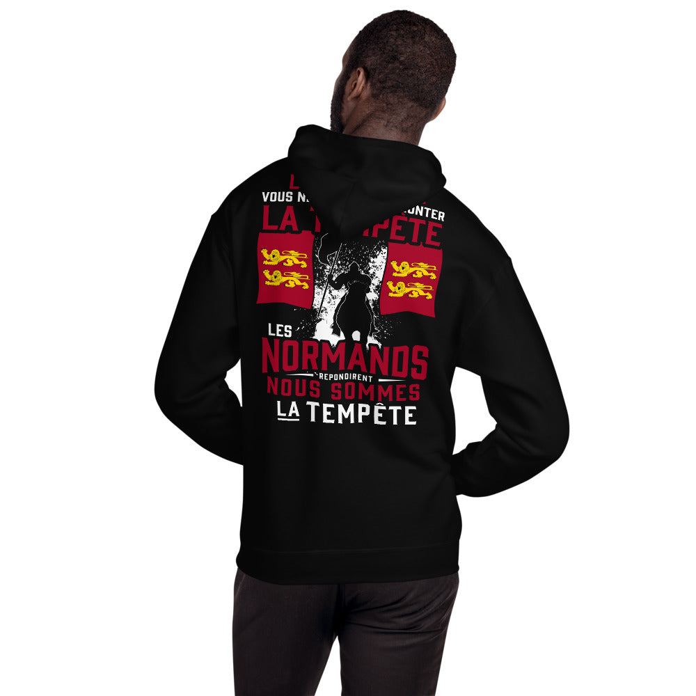 Sweatshirt Normand noir dos - Tempête Diable avec humour