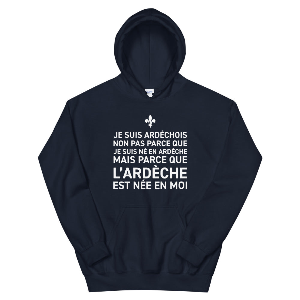 Sweatshirt Ardèche gris foncé chiné dos - L'Ardèche est née en moi