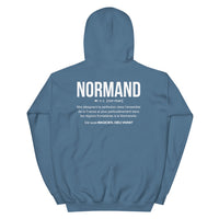 Thumbnail for Sweat à capuche Normand gris foncé chiné dos - Définition humoristique