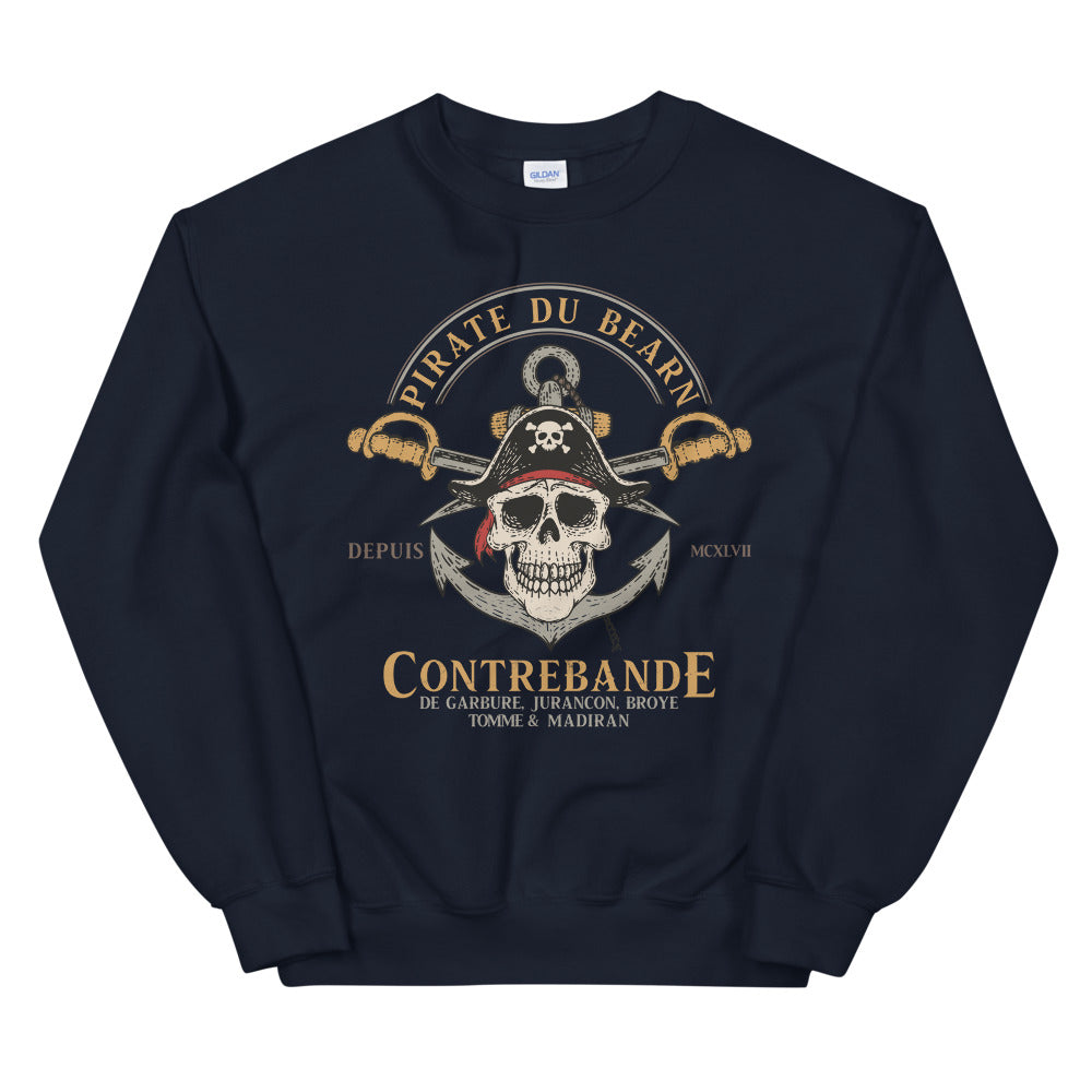 Sweatshirt Béarn gris foncé dos - Design pirate audacieux