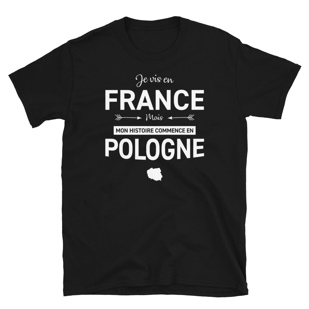 T-shirt Pologne noir - Mon histoire commence en France