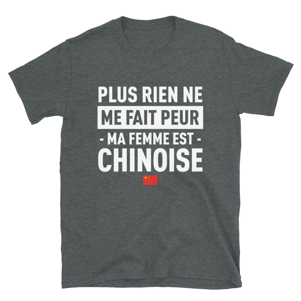 T-shirt humour bleu marine - Plus rien ne me fait peur ma femme est