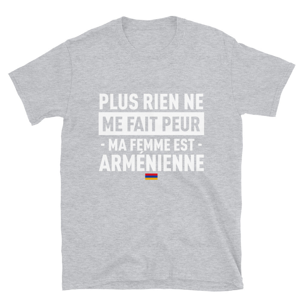 T-shirt Arménien gris sport - Plus rien ne me fait peur ma femme est