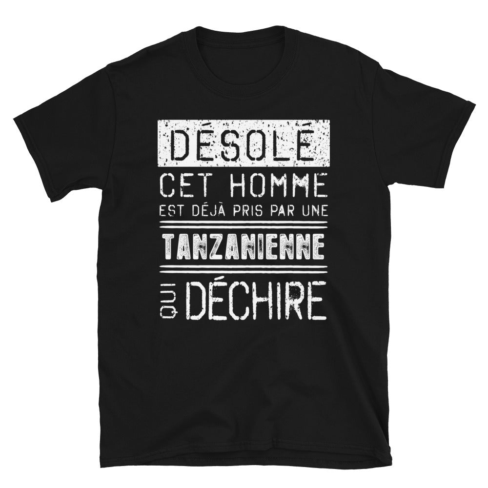 T-shirt Tanzanienne noir - Désolé ce mec est pris par une fille