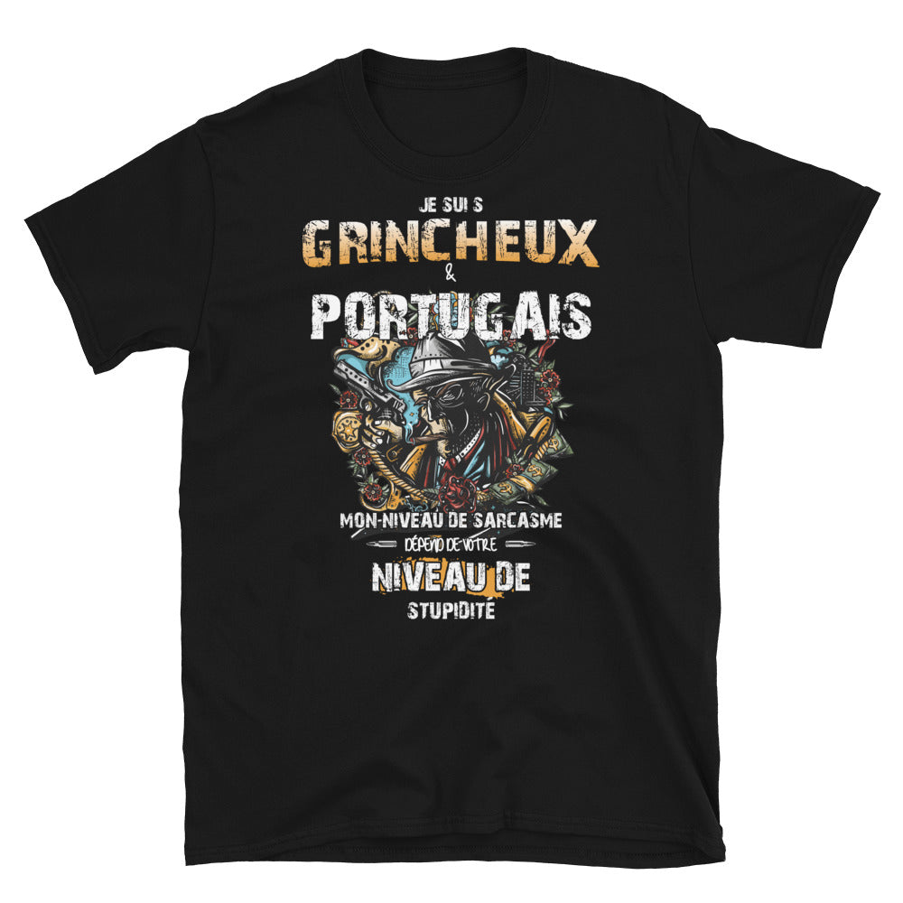 T-shirt Portugal noir - Je suis grincheux et portugais