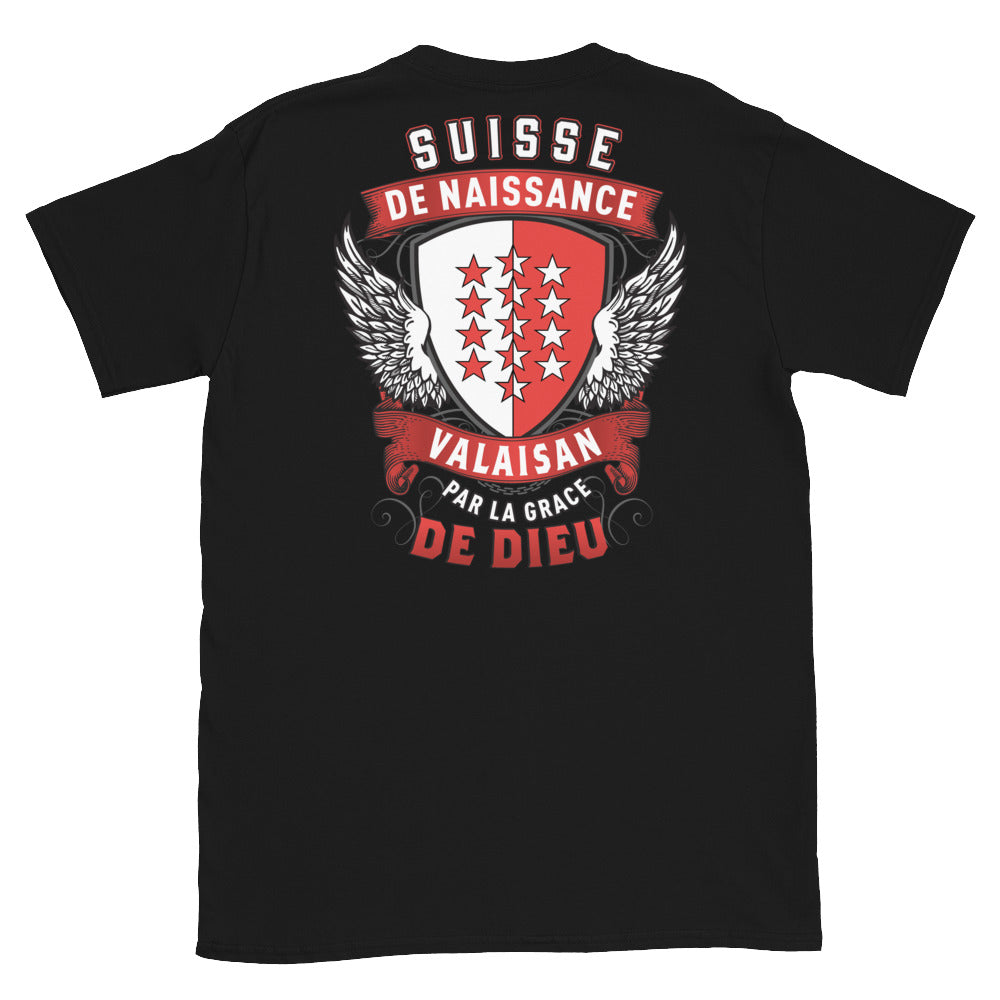 T-shirt Valais noir - Français, Belge, Suisse, Canadien