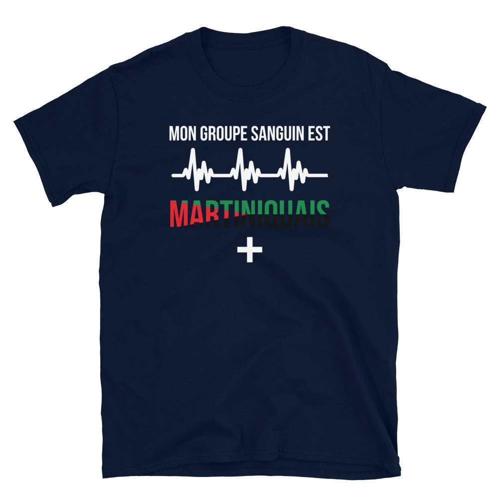 T-shirt Martiniquais marine dos - Groupe sanguin humoristique