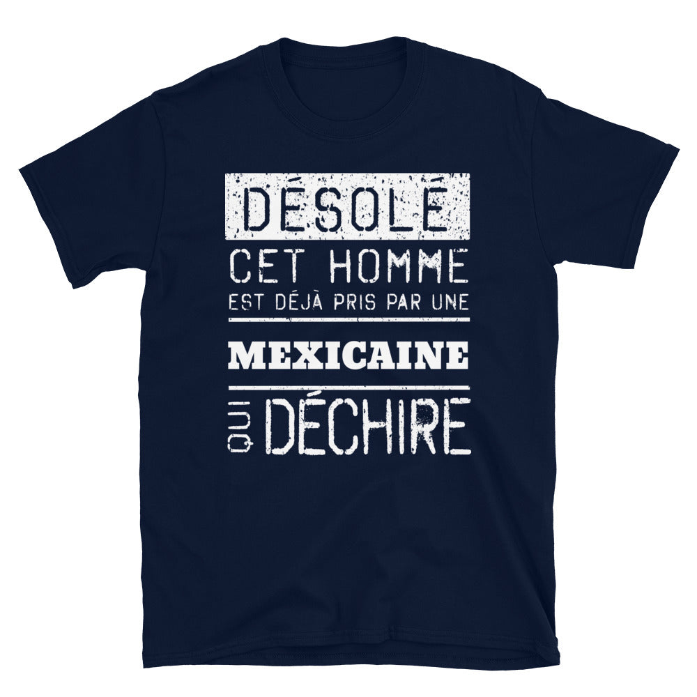T-shirt Mexicaine noir dos - Désolé ce mec est pris