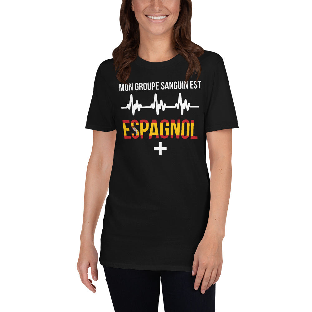 T-shirt Espagne marine - Groupe sanguin avec humour