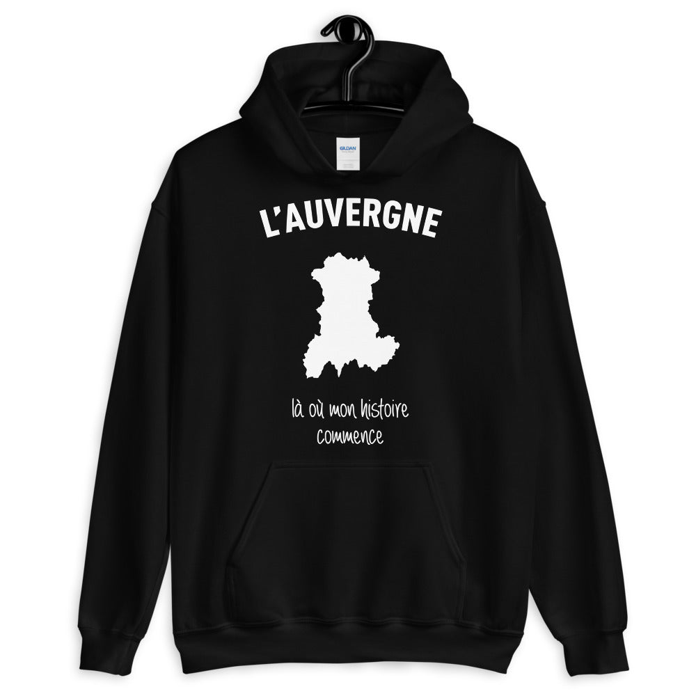 Auvergne là où mon histoire commence - Sweatshirt à capuche - Ici & Là - T-shirts & Souvenirs de chez toi