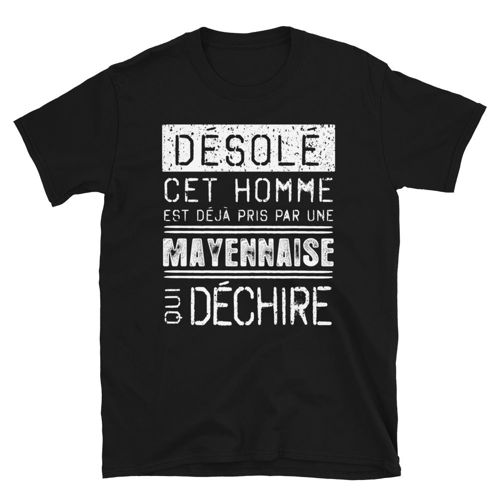 T-shirt Mayenne noir - Désolé ce mec est pris par une fille qui déchire