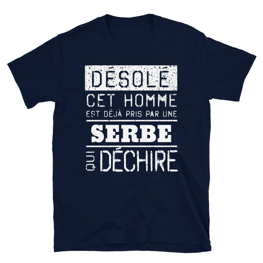 T-shirt Serbie noir dos - Désolé ce mec est pris par une fille qui déchire