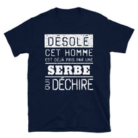 Thumbnail for T-shirt Serbie noir dos - Désolé ce mec est pris par une fille qui déchire
