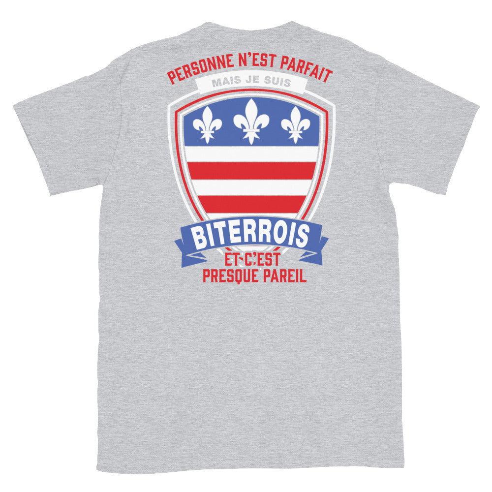 T-shirt Biterrois bleu marine dos - Je ne suis pas parfait mais.