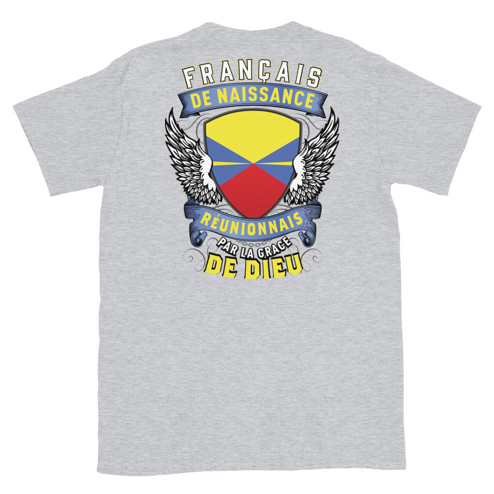 T-shirt Réunion gris sportif - texte humoristique sur les origines