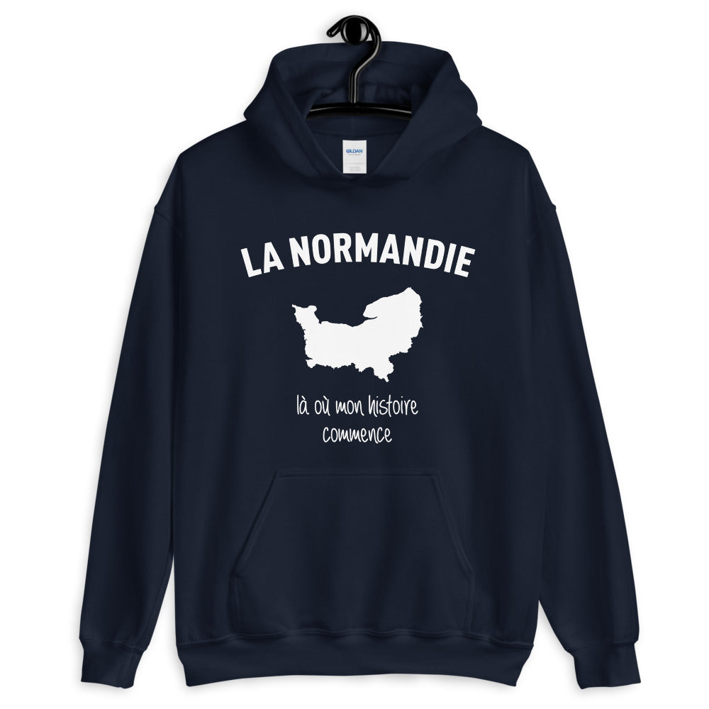 Sweatshirt Normandie bleu marine - La Normandie là où mon histoire commence