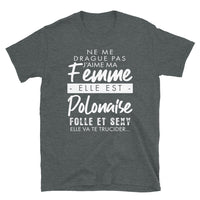 Thumbnail for T-shirt Pologne gris foncé chiné dos - Ne me drague pas