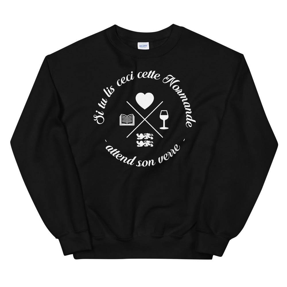 Sweatshirt Normande noir - Attente humoristique du verre