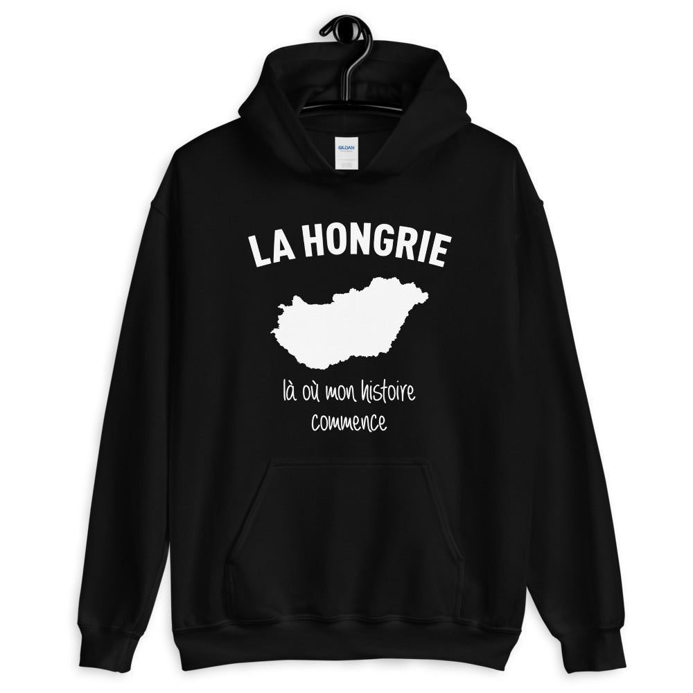 Sweatshirt Hongrie noir - Mon histoire commence avec humour