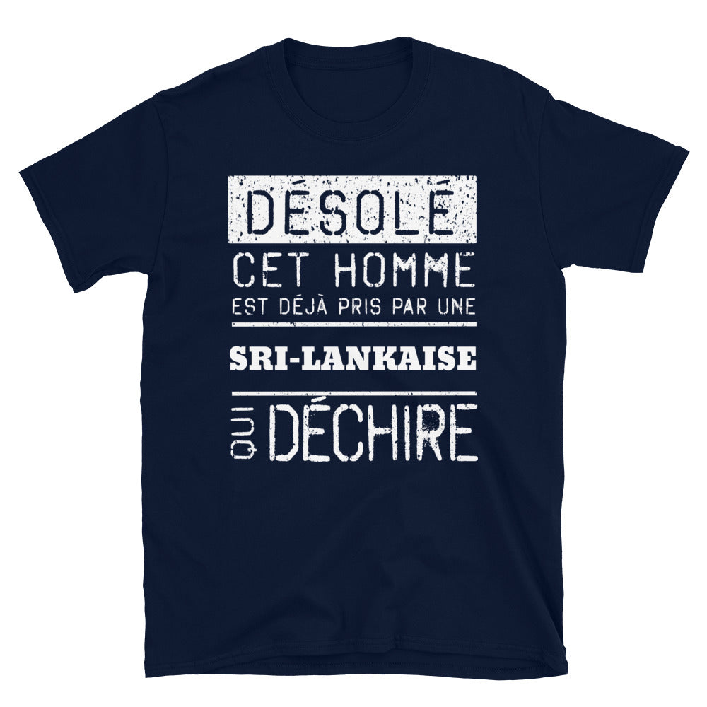 T-shirt Sri Lanka noir dos - Désolé ce mec est pris par une fille qui déchire