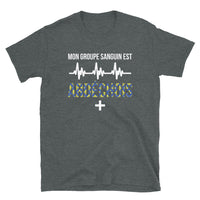 Thumbnail for T-shirt Ardéchois gris foncé chiné - Mon groupe sanguin est Ardéchois Plus +