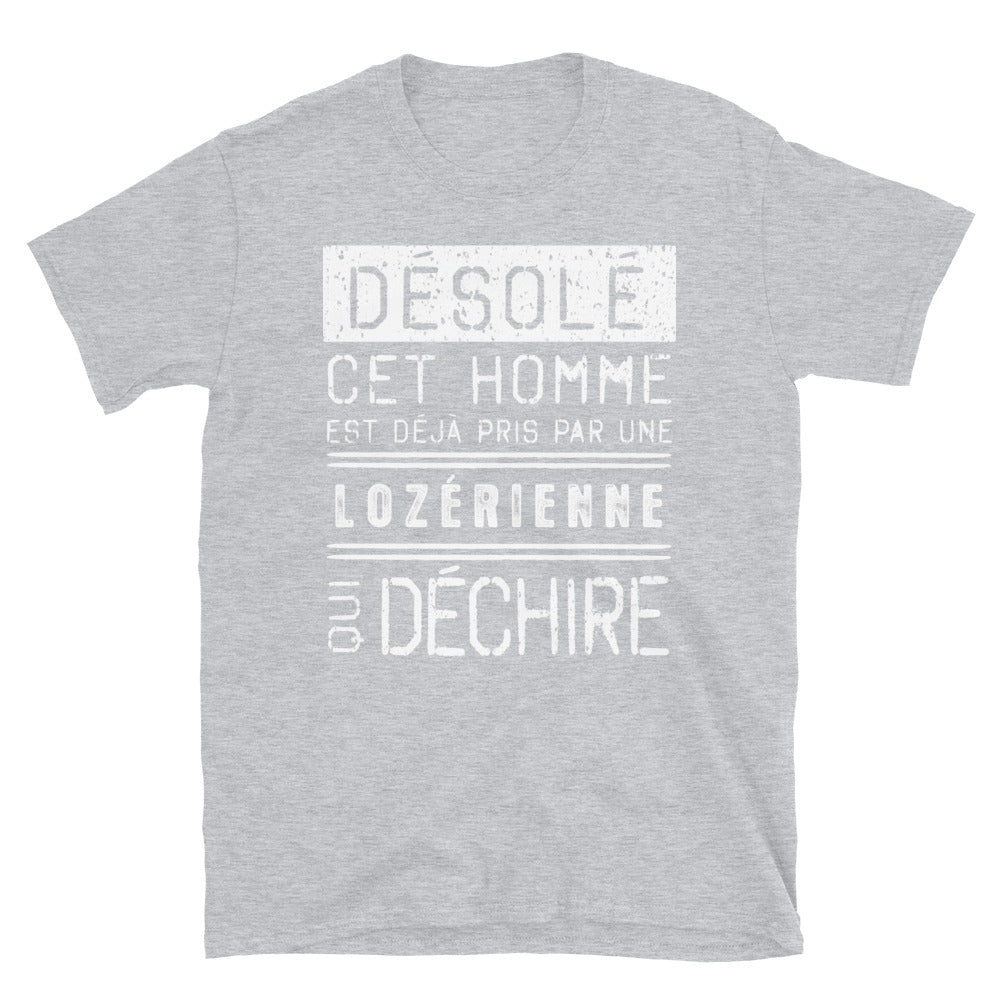 T-shirt Lozère bleu marine dos - Désolé ce mec est pris par une fille qui déchire