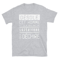 Thumbnail for T-shirt Lozère bleu marine dos - Désolé ce mec est pris par une fille qui déchire