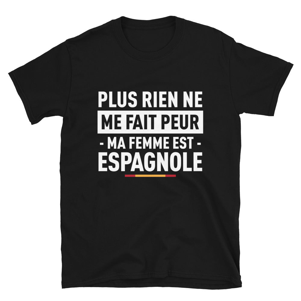 T-shirt Espagne noir - Plus rien ne me fait peur ma femme est