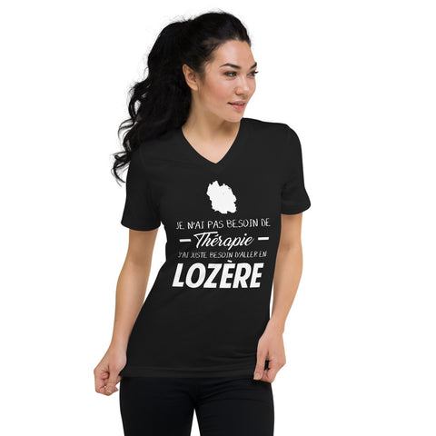 Je n'ai pas besoin de thérapie Lozère - T-shirt col V - Ici & Là - T-shirts & Souvenirs de chez toi