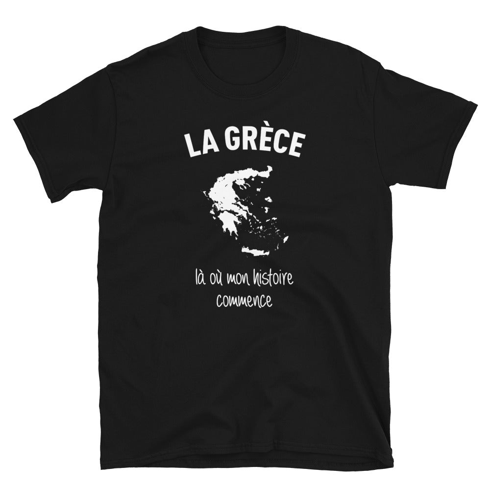 T-shirt Grèce noir - Mon histoire commence avec fierté