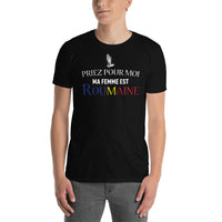 Thumbnail for T-shirt Roumain noir dos - Priez pour moi ma femme est Roumaine
