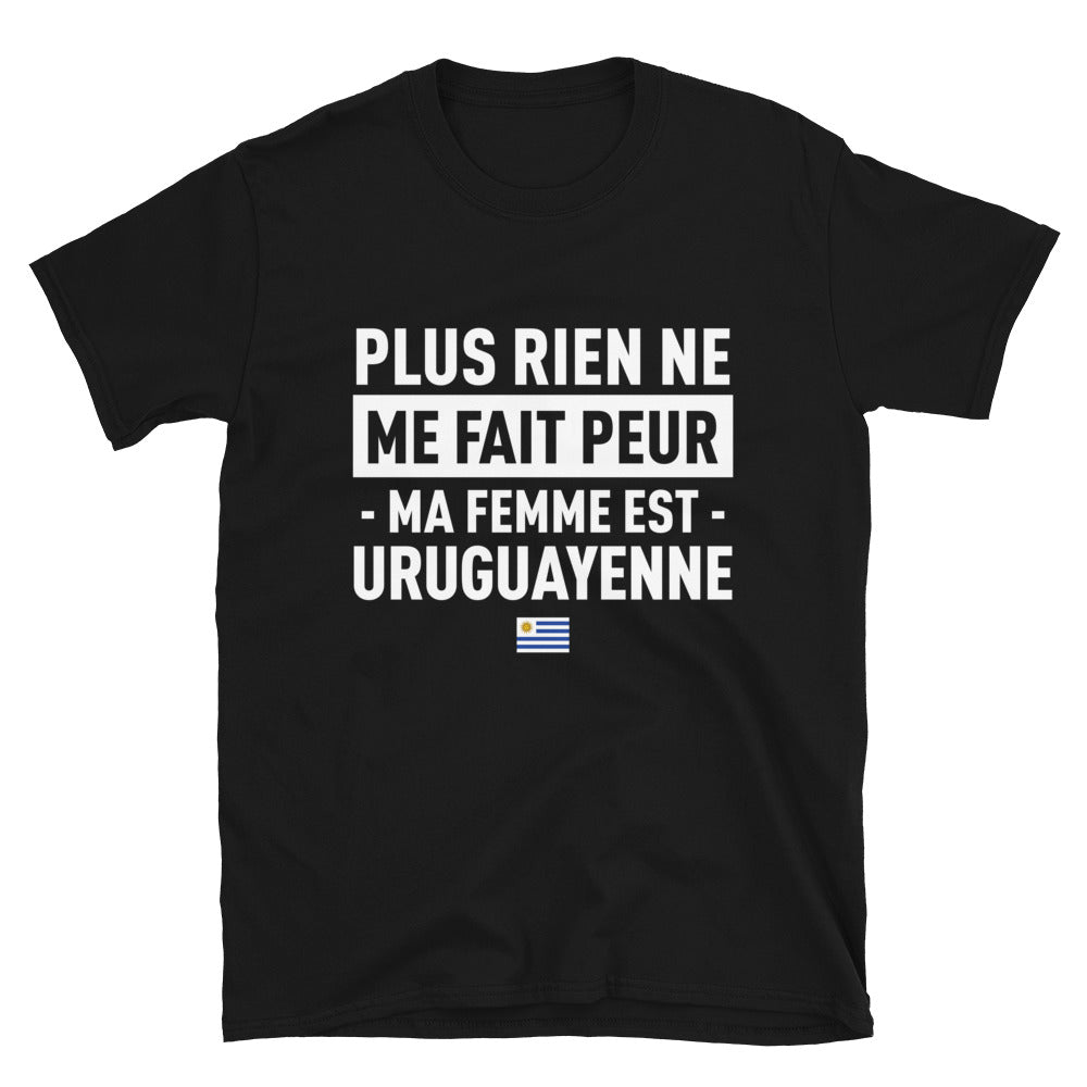 T-shirt Uruguay noir - Plus rien ne me fait peur ma femme est