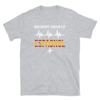 Thumbnail for T-shirt Espagne gris foncé chiné dos - Groupe sanguin avec humour