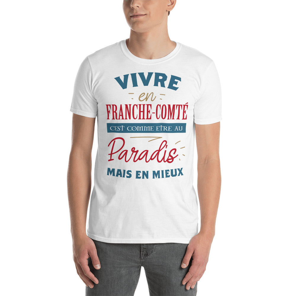 T-shirt Franche Comté blanc - Design humoristique local