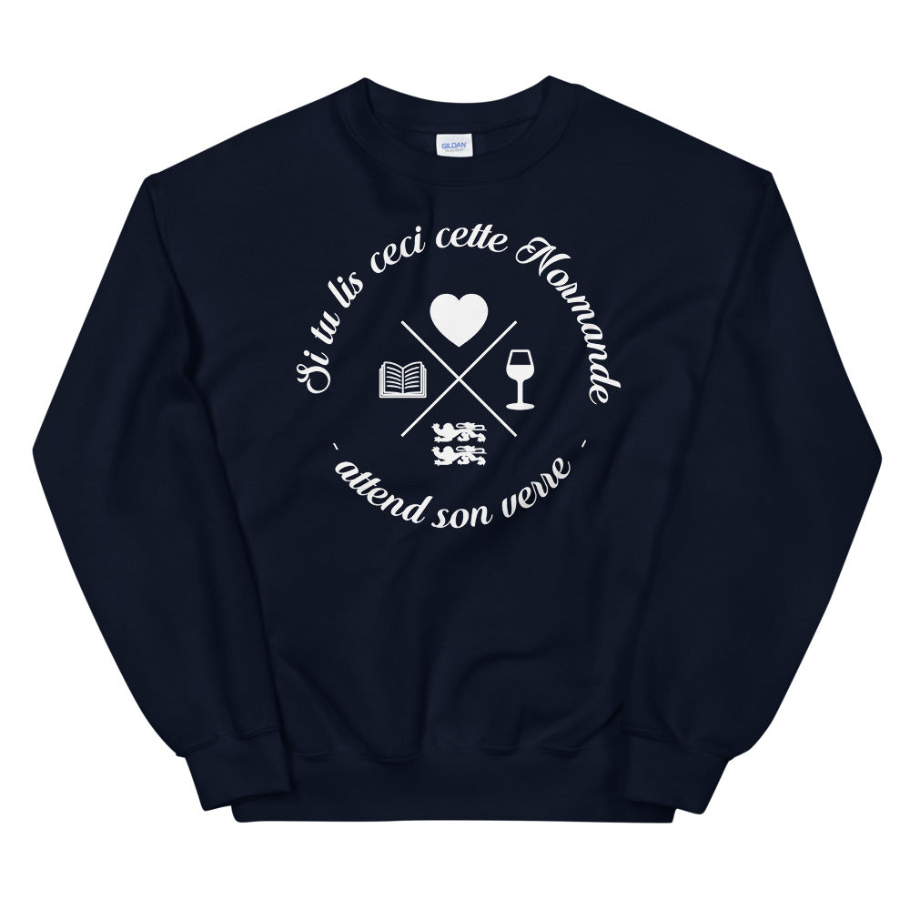 Sweatshirt Normande gris foncé chiné dos - Attente humoristique du verre