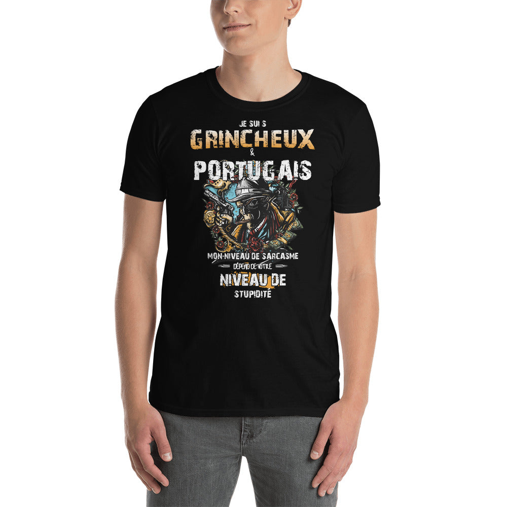 T-shirt Portugal noir dos - Je suis grincheux et portugais