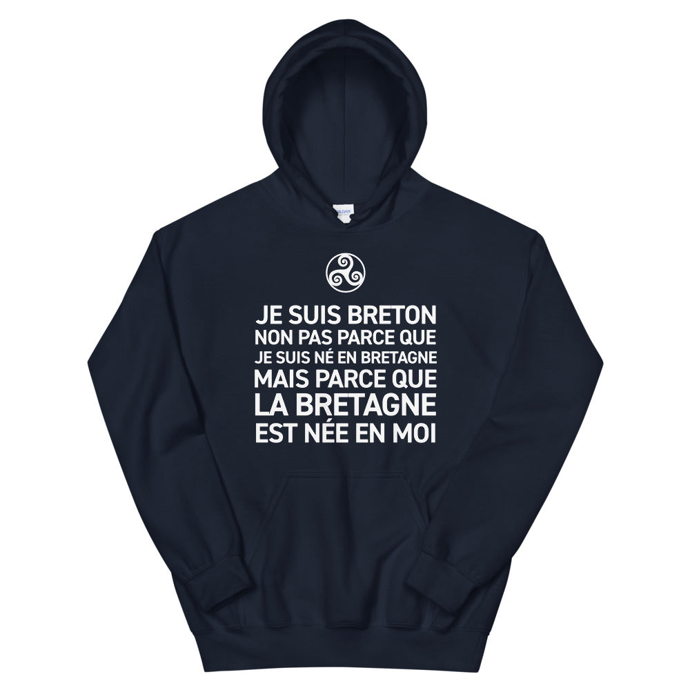 Sweatshirt Bretagne noir dos - La Bretagne est née en moi