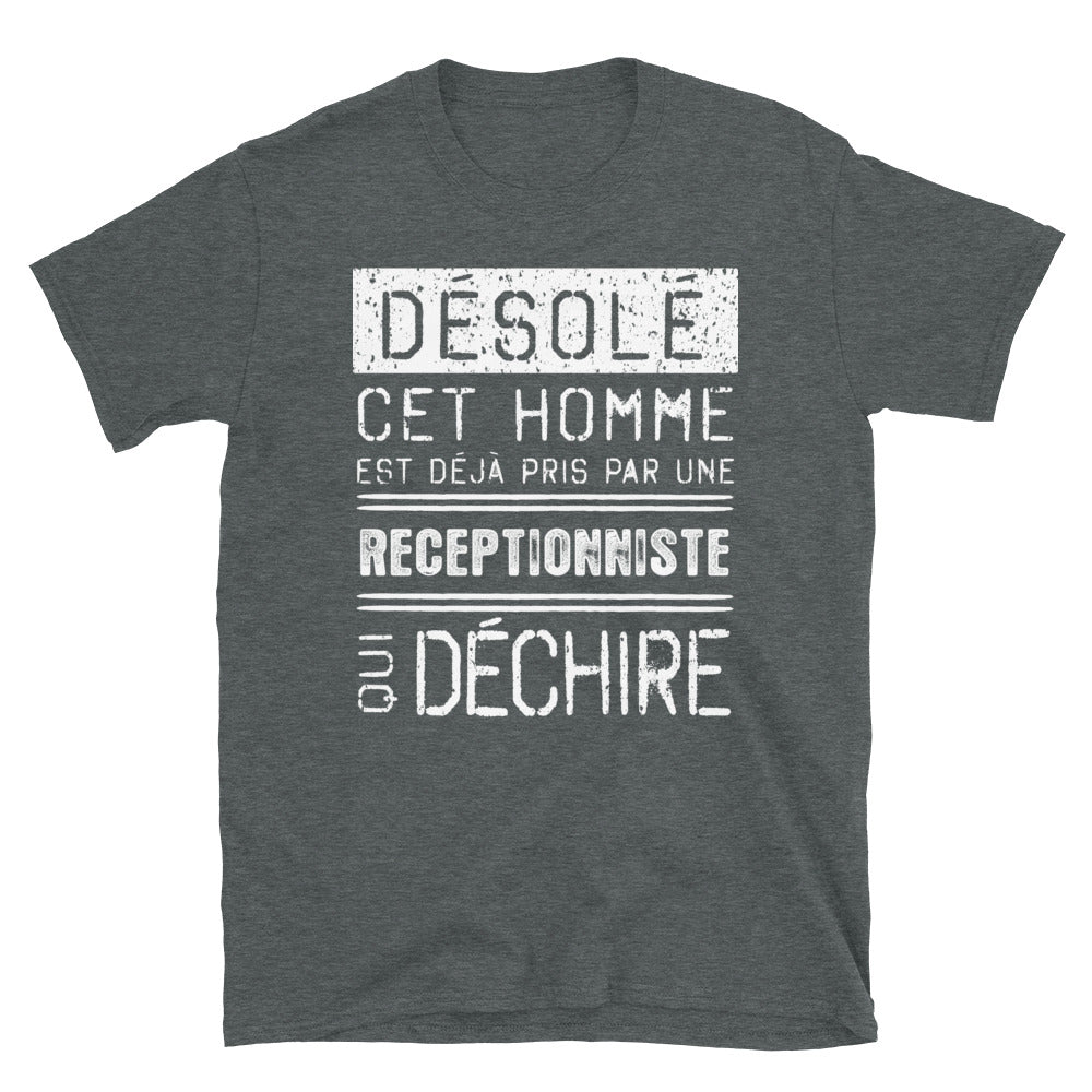 T-shirt humour bleu marine - Désolé ce mec est pris par une fille