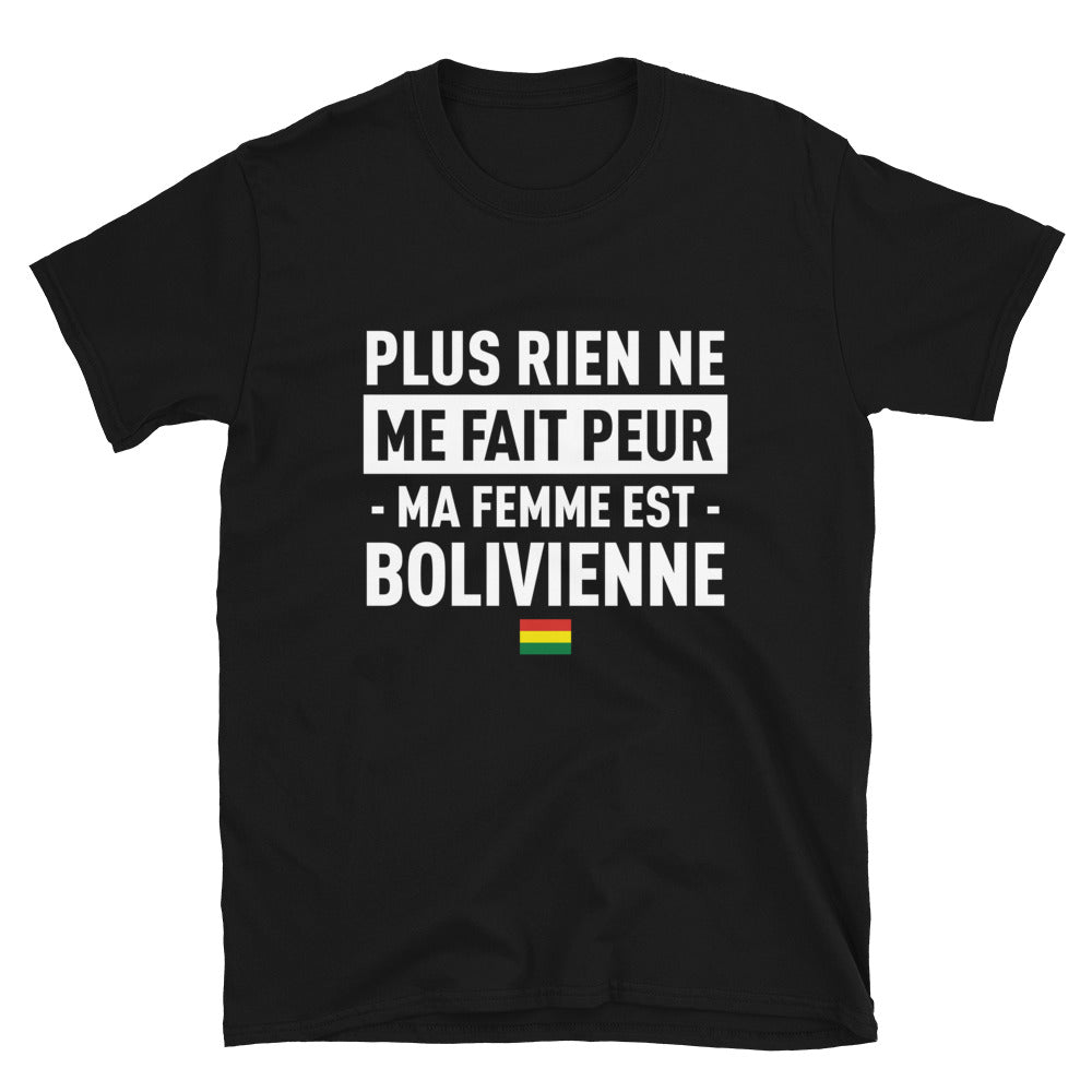 T-shirt Bolivien noir - Plus rien ne me fait peur ma femme est