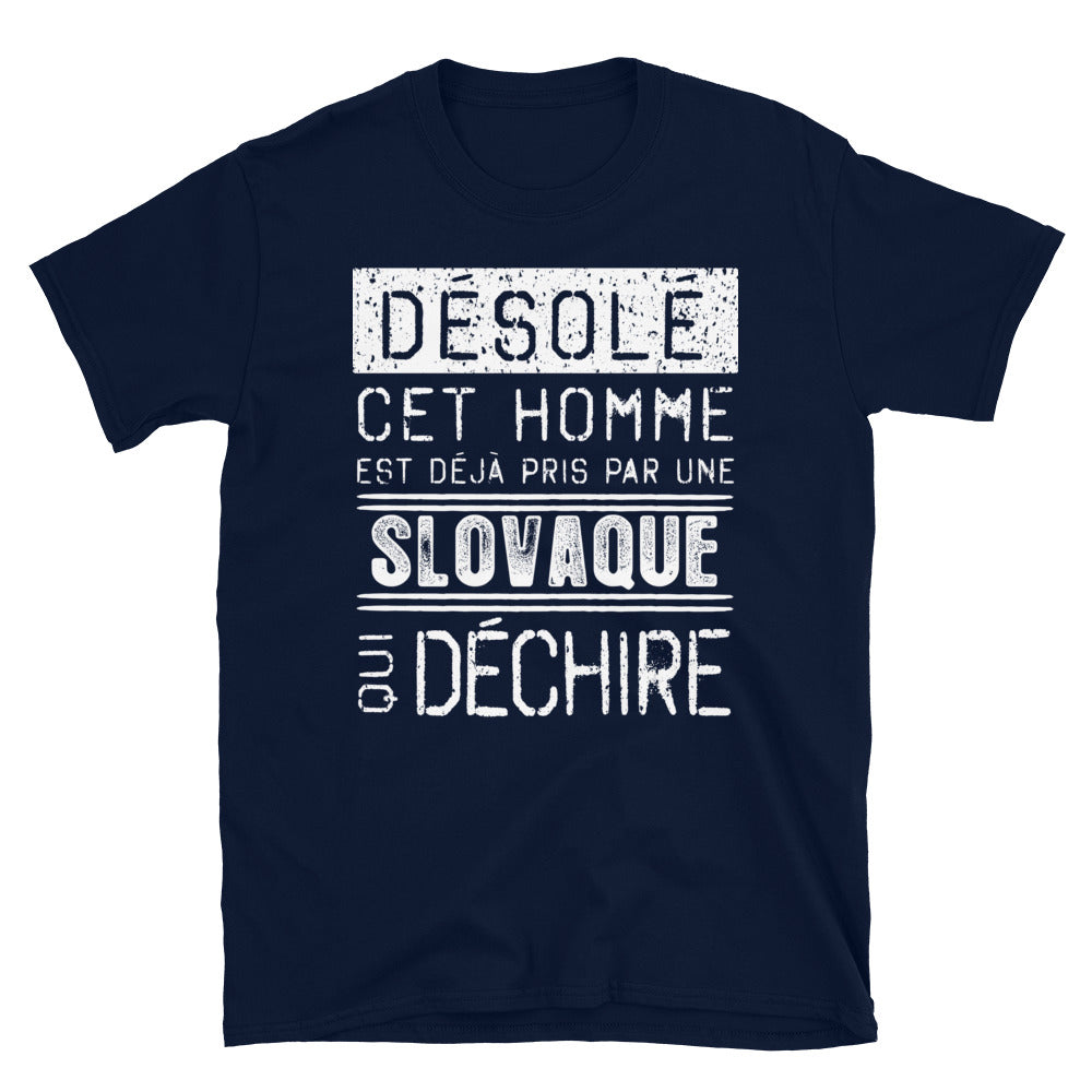 T-shirt Slovaque noir dos - Désolé ce mec est pris par une fille qui déchire