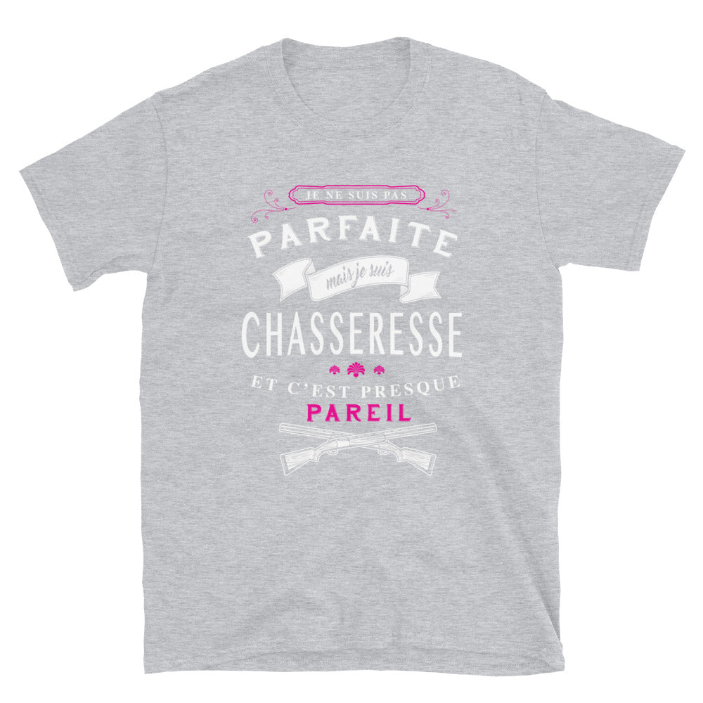 T-shirt Chasseresse gris sportif - Design humoristique et local