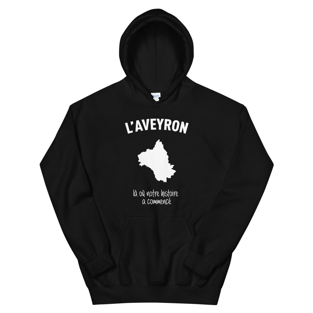 Sweatshirt Aveyron noir dos - Là où notre histoire a commencé