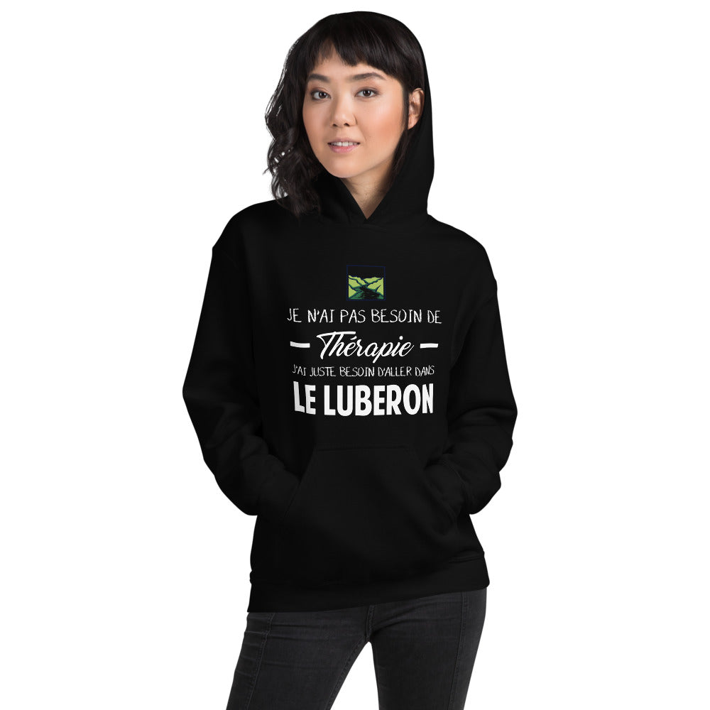 Sweatshirt Luberon noir dos - Je n'ai pas besoin de thérapie