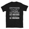 T-shirt Bretagne noir - Conspiration l'apéro pour contrôler le monde