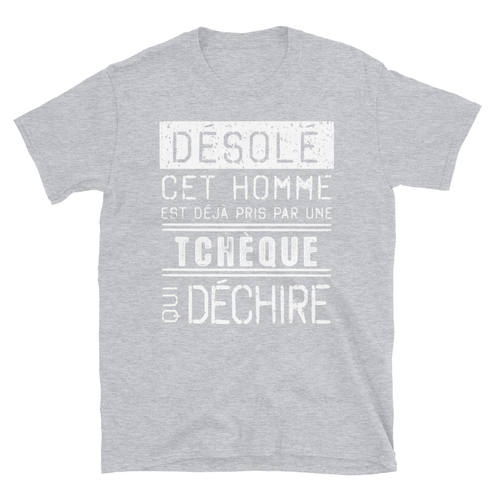 T-shirt Tchèque bleu marine dos - Désolé ce mec est pris par une fille